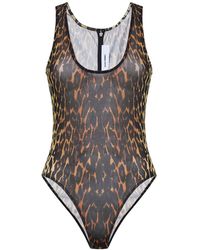 Alex Perry - Stretch Mesh Bodysuit Leopard Print - Lyst