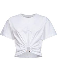 Rabanne - Cotton Cropped T-Shirt With Piercing - Lyst