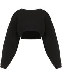 Saint Laurent - Cropped Cotton Crew-Neck Sweatshirt Sweatshirts - Lyst