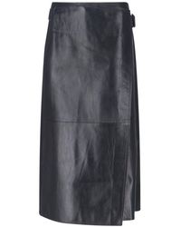 Calvin Klein - Nappa Midi Skirt - Lyst