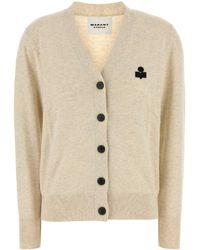 Isabel Marant - Melange Cream Cotton Blend Karina Cardigan - Lyst