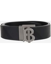 Burberry - Tb Reversible Leather Belt With Check Pattern - Lyst