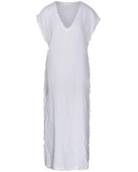 P.A.R.O.S.H. - Cap Sleeved Frayed Midi Dress - Lyst