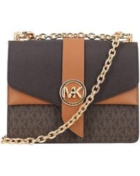 MICHAEL Michael Kors - Greenwich Small Color-block Logo And Saffiano Leather Crossbody Bag - Lyst