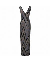 Missoni - Maxi Dress With A V-Neck And A Beaded Zigzag Pattern - Lyst