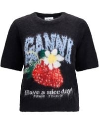Ganni - T-Shirt Alpaca And Wool Blend - Lyst