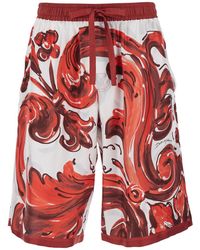 Dolce & Gabbana - Bermuda Shorts Maiolica Print Silk - Lyst