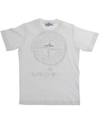 Stone Island - T-Shirt Crew Neck Maxi Logo Print Cotton T-Shirts - Lyst