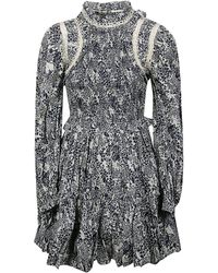 Sea - Priya Print Long Sleeve Smocked Dress - Lyst