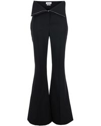 McQueen - Flared Pants With Foldover Waist - Lyst
