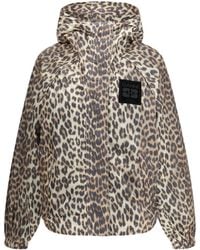 Ganni - Leopard Raincoat Jacket Nylon - Lyst
