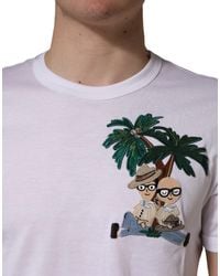 Dolce & Gabbana - Palm Embroidered Crew Neck T-Shirt Cotton - Lyst