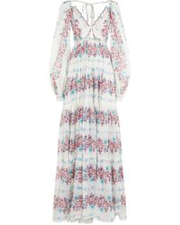 Etro - Floral Printed Open-back Flared Maxi Dress - Lyst