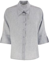 Peserico - Pure Linen Striped Canvas Shirt - Lyst