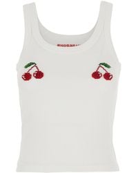 Markgong - Tank Top With Beaded Detail Cotton - Lyst