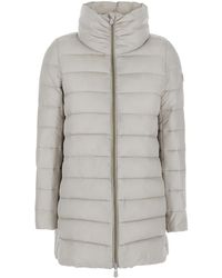 Save The Duck - Lydia Down Jacket With High Neck And Logo Patch On The Sleeve - Lyst
