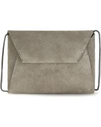Brunello Cucinelli - Bc Duo Suede Clutch Bag Calf Leather Bos Taurus Clutches - Lyst