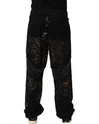 Dolce & Gabbana - Lace Mid Waist Jogger Trouser Pants Nylon Viscose Polyester - Lyst