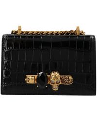 McQueen - Four-ring Croc-embossed Leather Cross-body Bag - Lyst