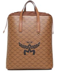 MCM - Himmel Lauretos Backpack With Drawstring Closure And Natural Nappa Leather Finishes - Lyst