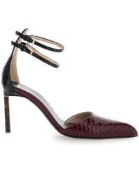 Tom Ford - Bordeaux Pumps With High Stiletto Heel And Ankle Strap Closure - Lyst