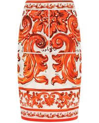 Dolce & Gabbana - Silk Midi Skirt - Lyst