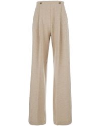 Max Mara - Trousers With Pleats And Logo - Lyst