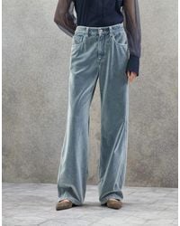 Brunello Cucinelli - Velvet Wide Leg Cotton Trousers - Lyst