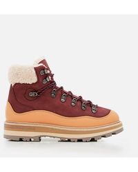 Moncler - Peka Trek Shearling-trimmed Suede Hiking Boots - Lyst