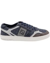 Fendi - Logo-embroidered Panelled Sneakers - Lyst