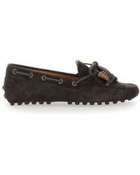 Tod's - Loafers Suede Mocassin With Rounded Toe - Lyst