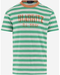 Polo Ralph Lauren - Cotton T-Shirt With Striped Pattern And Logo - Lyst