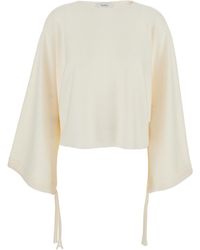 Max Mara - Round Neck Sweater With Wide Sleeves Virgin Wool Tops - Lyst