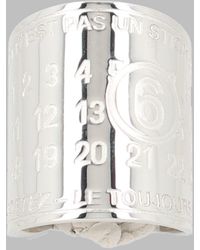 MM6 by Maison Margiela - Ring With Logo Engraving-Tone Brass Rings - Lyst
