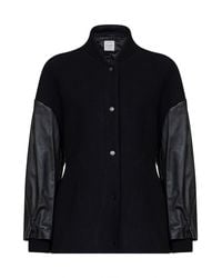 TOTEME - Wool-Blend Varsity Jacket With Leather Sleeves - Lyst
