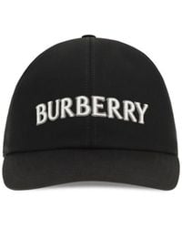 Burberry - Black Cotton Cap (baseball Hat) - Lyst