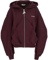 The Attico - Bordeaux Cropped Sweatshirt With Fixed Hood And Logo Lettering On The Front - Lyst