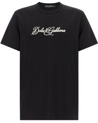 Dolce & Gabbana - Dolce & Gabbana Logo-Embroidered Cotton T-Shirt - Lyst
