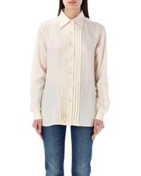 Tom Ford - Fluid Viscose Silk Twill Shirt With Plisse Plastron - Lyst
