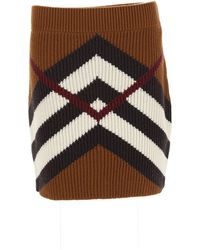 Burberry - Checked Knitted Mini Skirt - Lyst