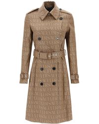 Versace - ' Allover' Double-breasted Trench Coat - Lyst