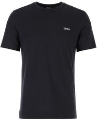 ZEGNA - Midnight Blue Cotton T-shirt - Lyst