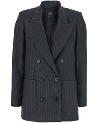 Le Plain - Double-Breasted Jacket With Peak Revers And All-Over Striped Motif - Lyst