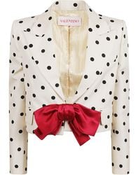 Valentino Garavani - Bow Applique Polka Dot Cropped Blazer - Lyst