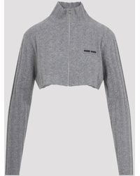 Miu Miu - Cashmere And Wool Cardigan - Lyst