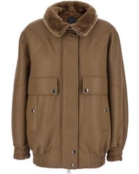 Blancha - Bomber Jacket With Fur Collar And Patch Pockets - Lyst