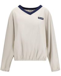 Miu Miu - Beige Recycled Polyester Sweatshirt - Lyst