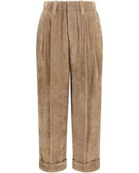 Brunello Cucinelli - Corduroy Tailored Pants Viscose; Kashmir/Capra Hircus Trousers - Lyst
