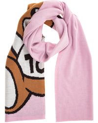NWT Authentic Moschino Boutique 100% Wool Oblong Scarf in Hot Pink Made In Italy 