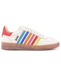 DSquared² - Boxer Summer Lovers Leather Sneakers With Stripes - Lyst
